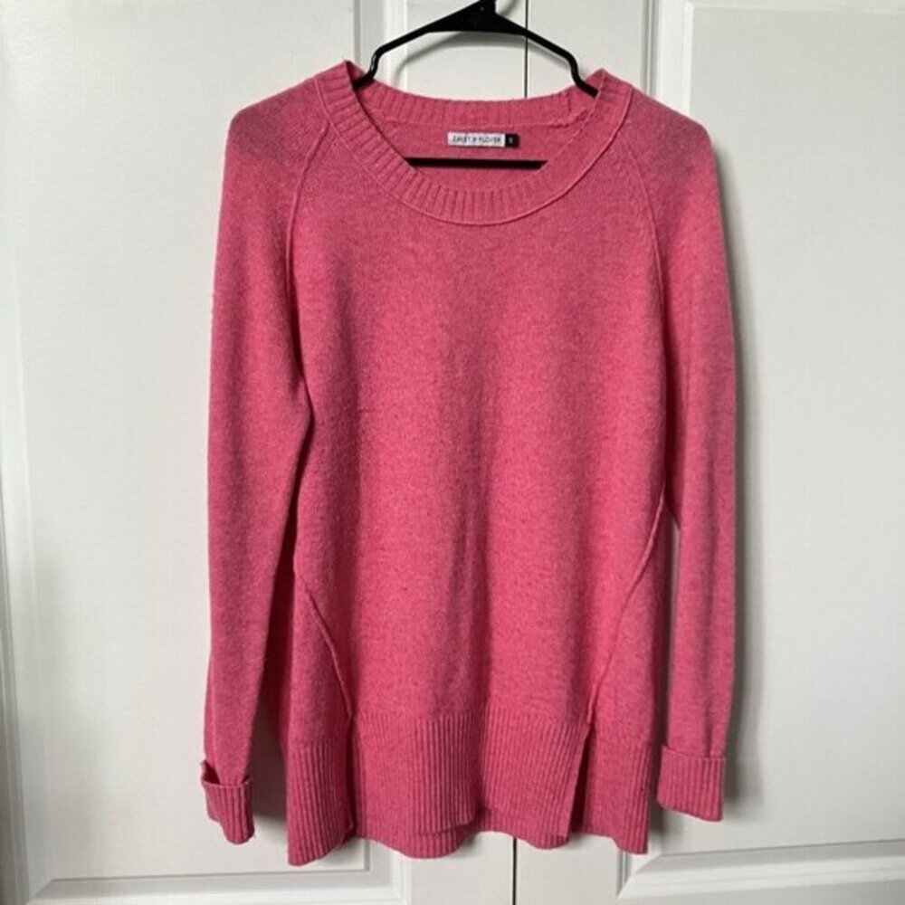Zaket & Plover Sweater Womens‎ S Pink Knit Merino Wool Cotton Oversized